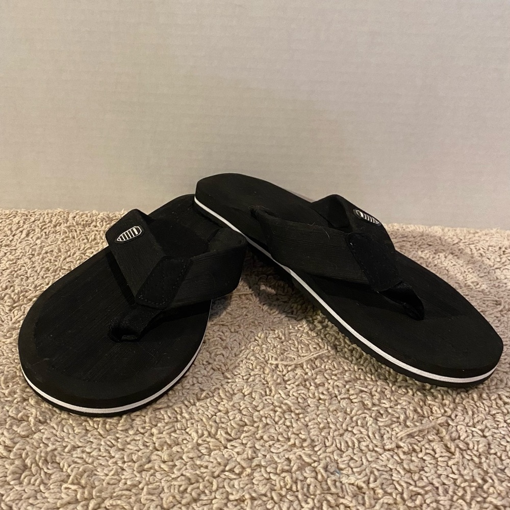Black Flip Flops with White Trim